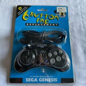 Genesis 6-Button Controller - Classic Black Gaming Pad Sealed Vintage